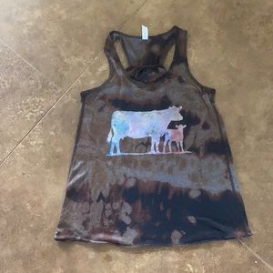 Cow bleached racerback tank